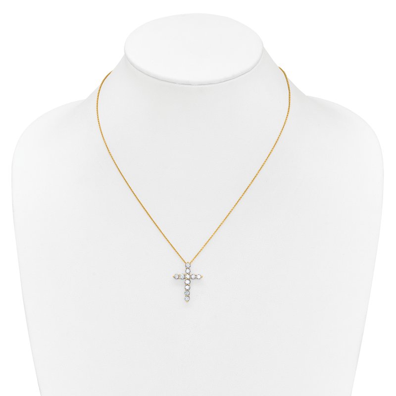 14k White Gold 1/4 carat Diamond Cross Pendant 18 inch Necklace