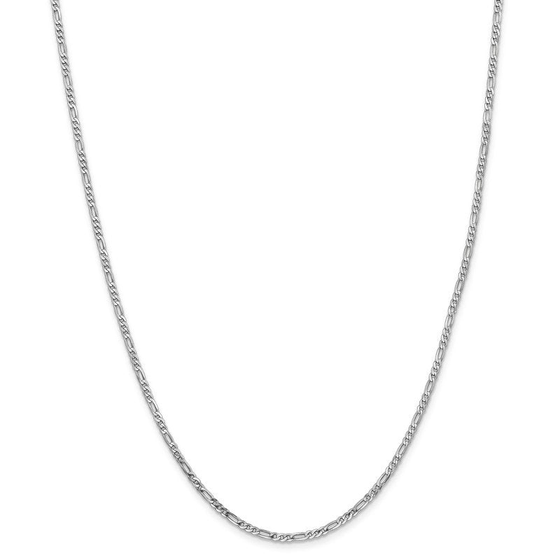 14K White Gold 10 inch 2.25mm Flat Figaro with Lobster Clasp Anklet