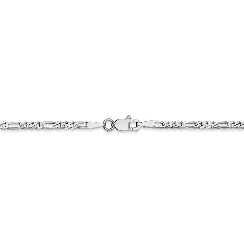 14K White Gold 10 inch 2.25mm Flat Figaro with Lobster Clasp Anklet