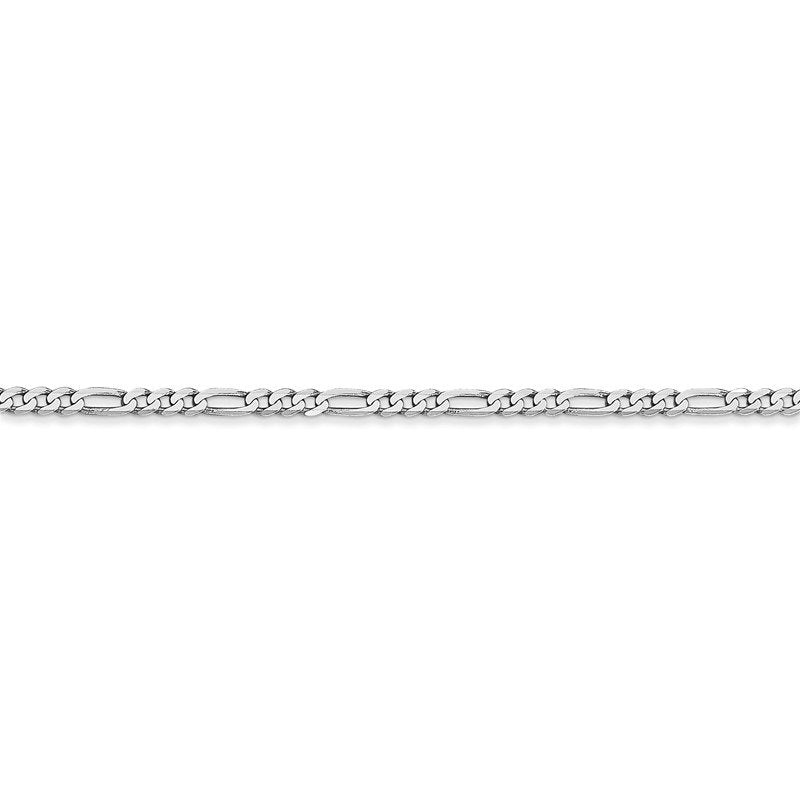 14K White Gold 10 inch 2.25mm Flat Figaro with Lobster Clasp Anklet