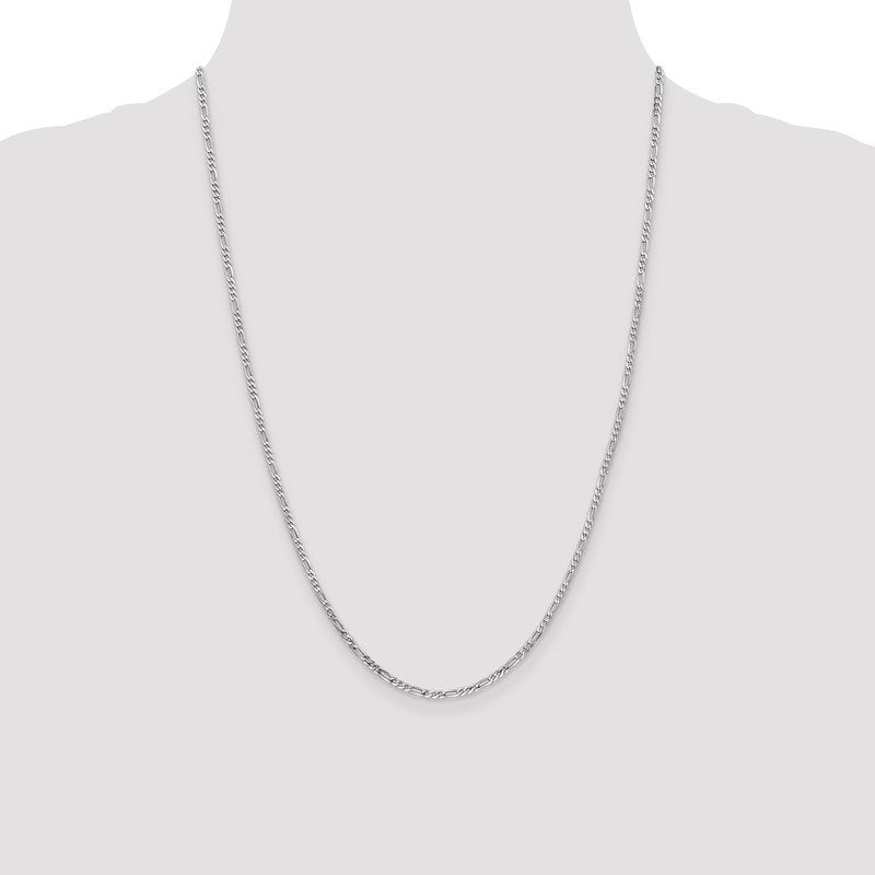 14K White Gold 10 inch 2.25mm Flat Figaro with Lobster Clasp Anklet