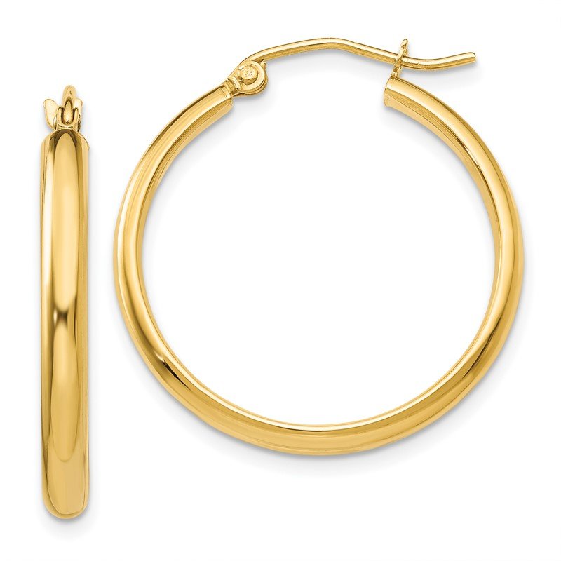 14k 2.75x25mm Polished Tube Hoop Earrings