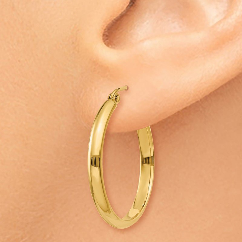 14k 2.75x25mm Polished Tube Hoop Earrings