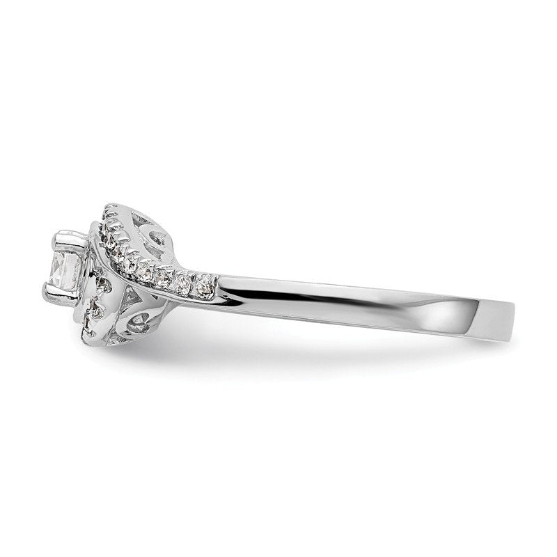14K White Gold 1/4 carat Lab Grown Diamond VS/SI  D E F  Semi Mount Round By-Pass Engagement Ring