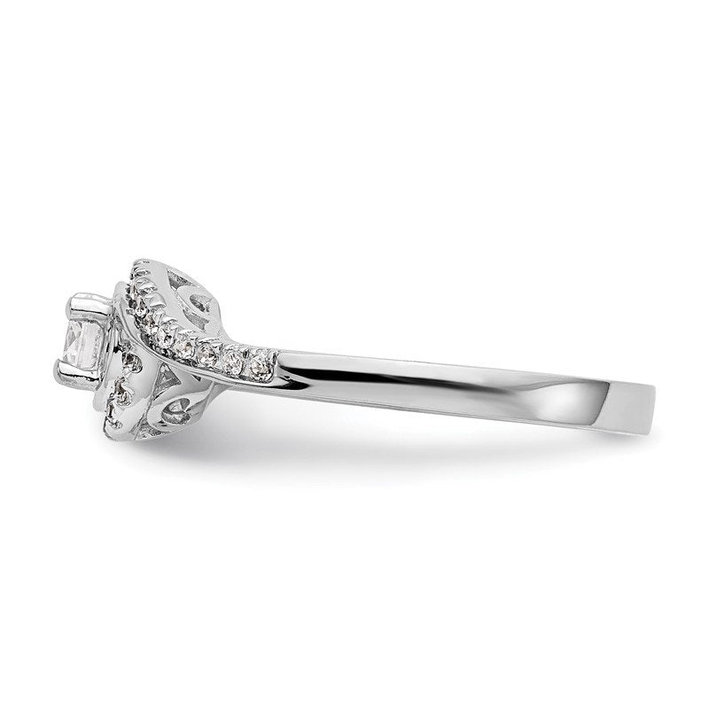14K White Gold 1/4 carat Lab Grown Diamond VS/SI  D E F  Semi Mount Round By-Pass Engagement Ring