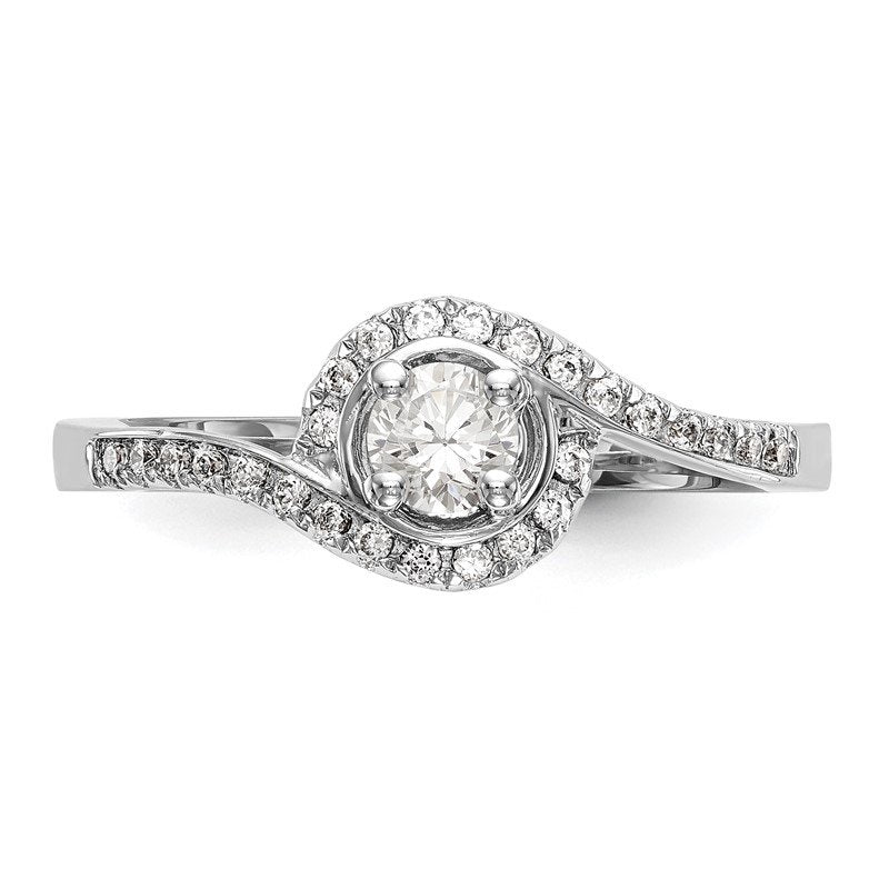 14K White Gold 1/4 carat Lab Grown Diamond VS/SI  D E F  Semi Mount Round By-Pass Engagement Ring