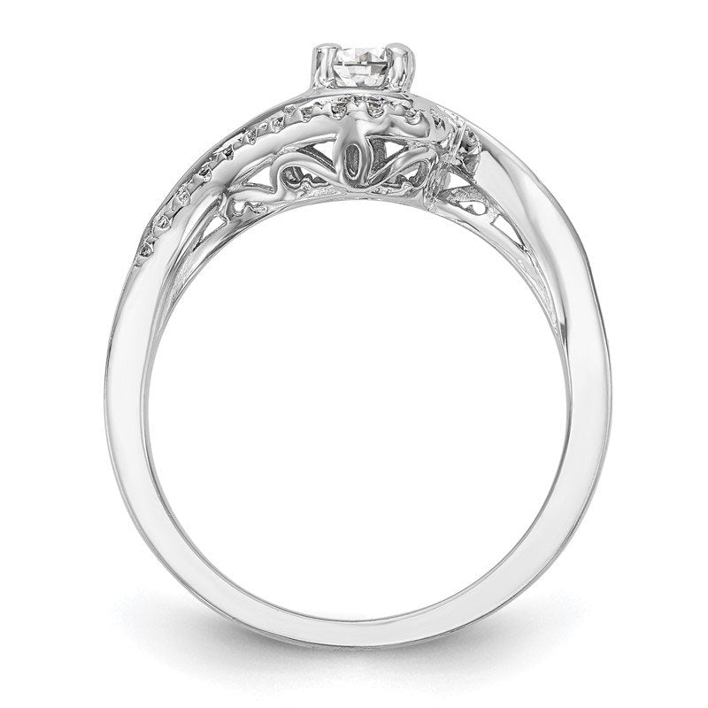 14K White Gold 1/4 carat Lab Grown Diamond VS/SI  D E F  Semi Mount Round By-Pass Engagement Ring