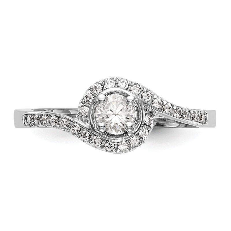 14K White Gold 1/4 carat Lab Grown Diamond VS/SI  D E F  Semi Mount Round By-Pass Engagement Ring
