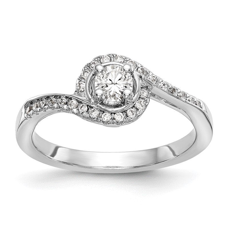 14K White Gold 1/4 carat Lab Grown Diamond VS/SI  D E F  Semi Mount Round By-Pass Engagement Ring