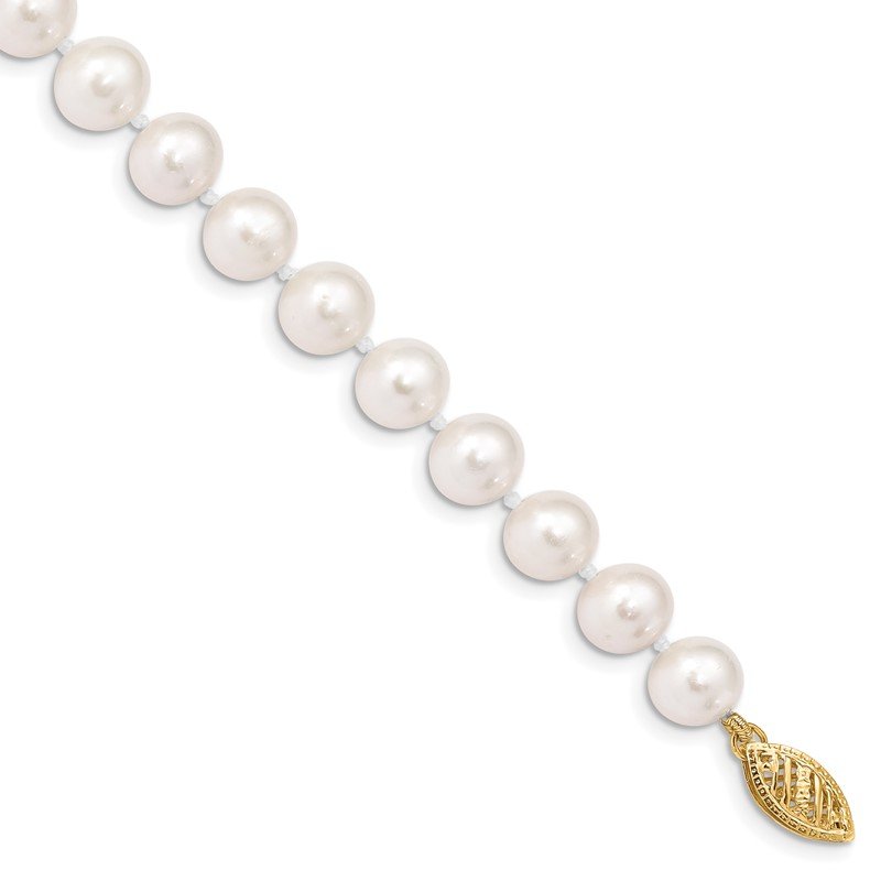 14k 7-8mm White Near-Round Freshwater Cultured Pearl 16 inch Necklace