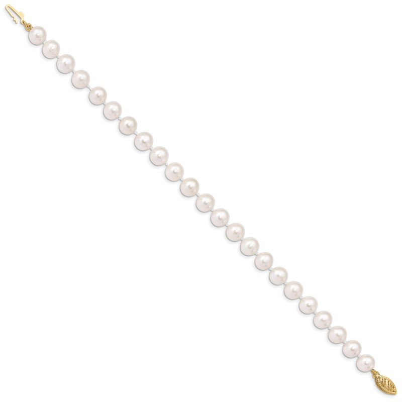 14k 7-8mm White Near-Round Freshwater Cultured Pearl 16 inch Necklace