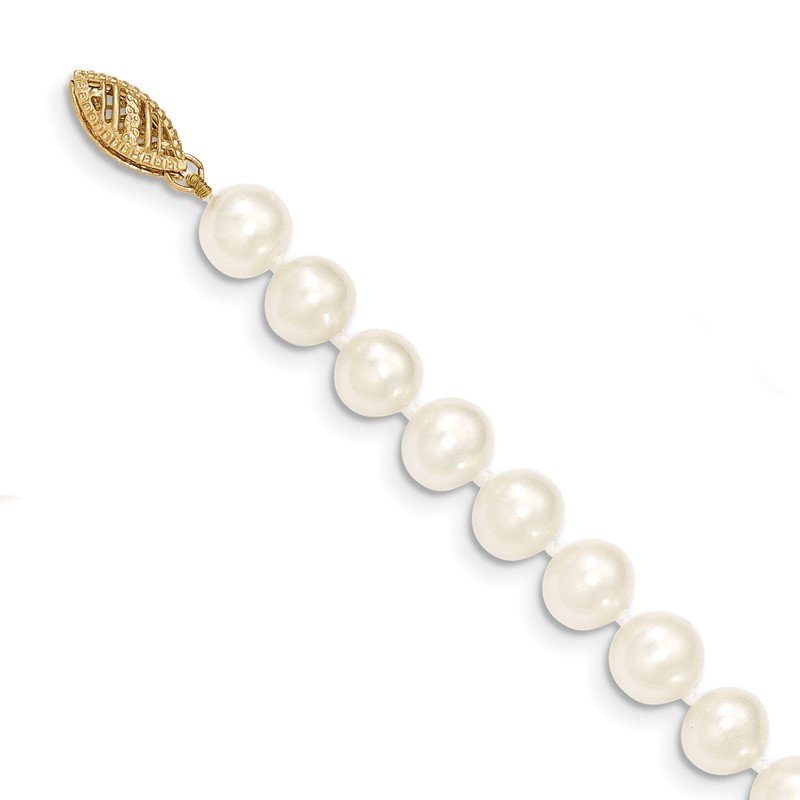 14k 7-8mm White Near-Round Freshwater Cultured Pearl 16 inch Necklace