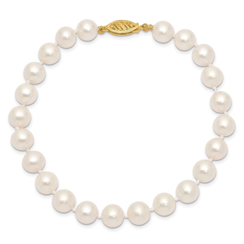 14k 7-8mm White Near-Round Freshwater Cultured Pearl 16 inch Necklace