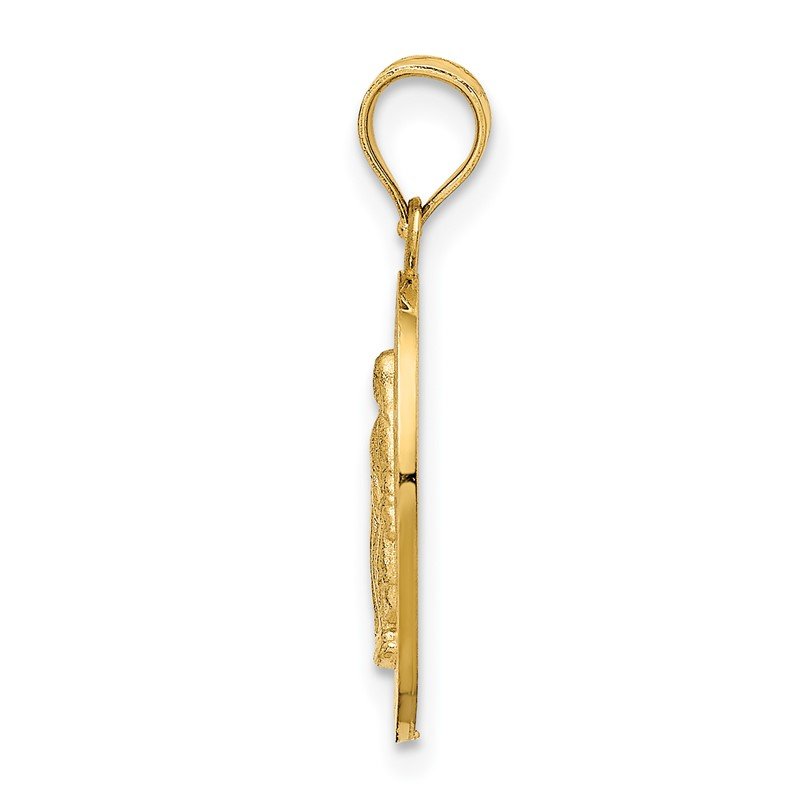 14K Polished Solid Miraculous Medal Oval Pendant