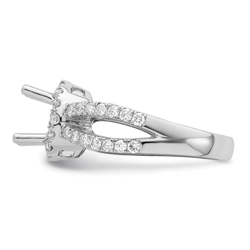 14K White Gold 3/4 carat Lab Grown Diamond VS/SI  D E F  Semi Mount Round Halo Engagement Ring