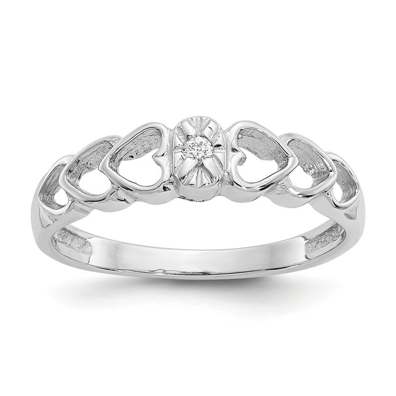 14k White Gold AAA Diamond heart ring