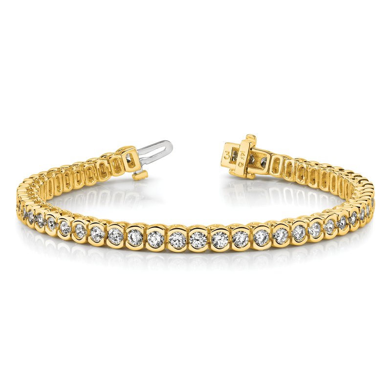 14k Complete 5.5 carat Round VS Diamond Half-Bezel 7 inch Tennis Bracelet