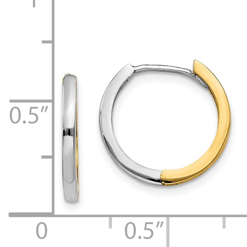 14k Two-tone Round Hinged Hoop Earrings