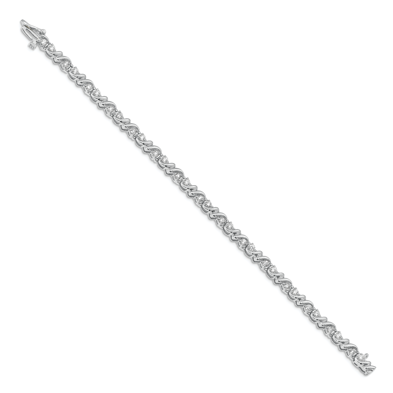14k White Gold Complete 1.17 carat Round VS Diamond Fancy Swirl 7 inch Tennis Bracelet