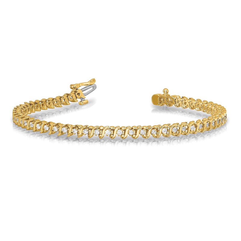 14k Complete 7/8 carat Round VS Diamond 2-prong S-link 7 inch Tennis Bracelet
