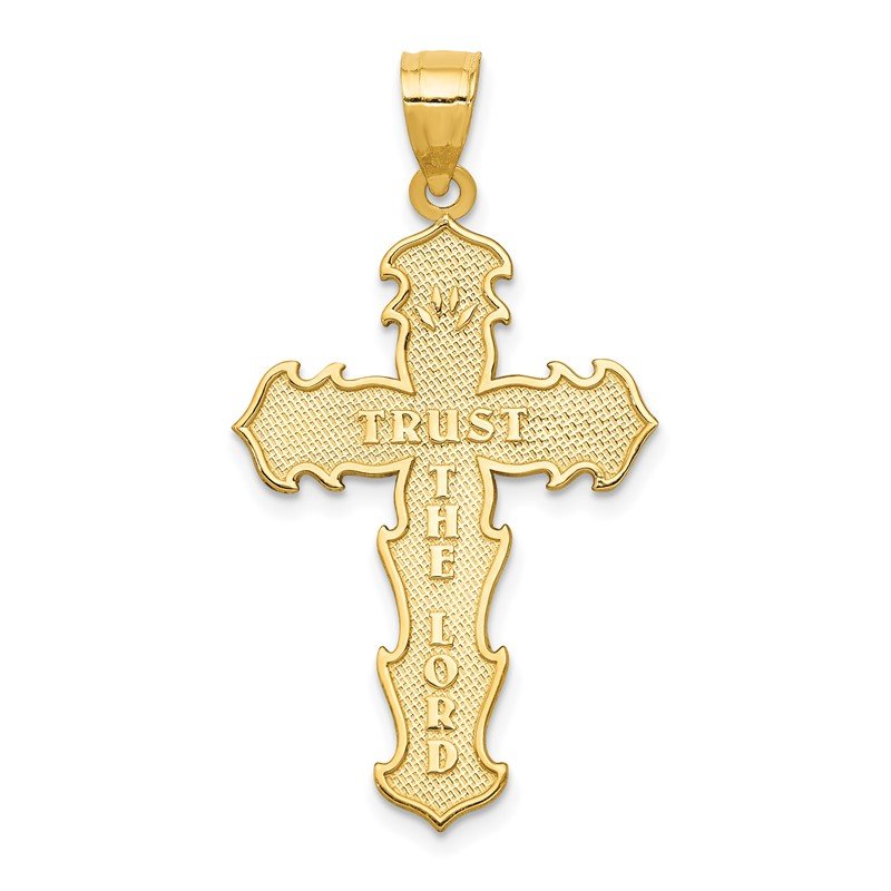 14k Reversible Passion Cross TRUST THE LORD Pendant