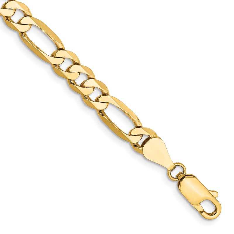 14K 26 inch 5.25mm Flat Figaro with Lobster Clasp Chain