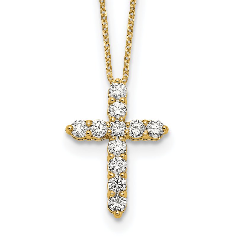 14k White Gold 1/4 carat Diamond Cross Pendant 18 inch Necklace