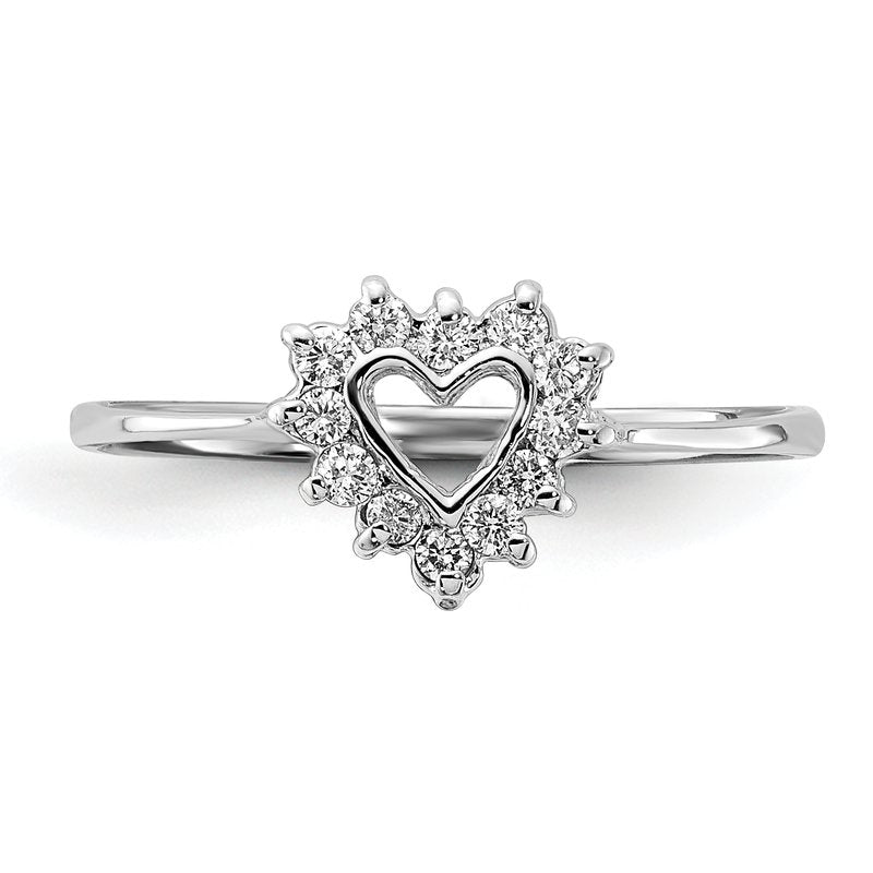 14k White Gold Polished AA Diamond ring