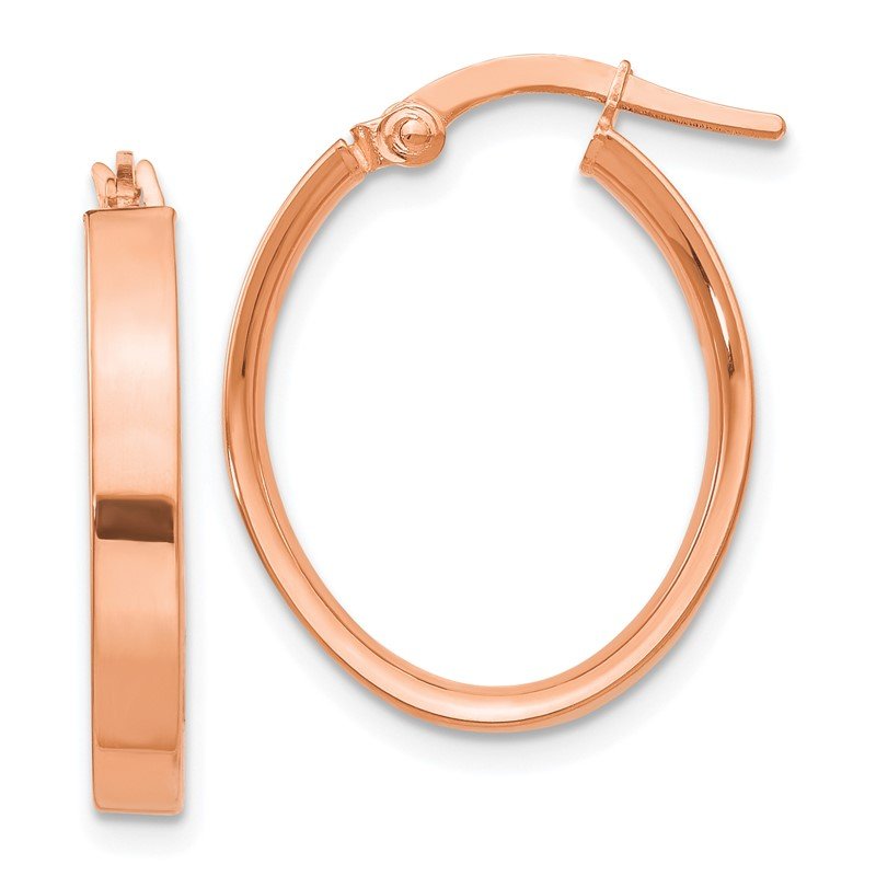14K Rose Gold Oval Hoop Earrings