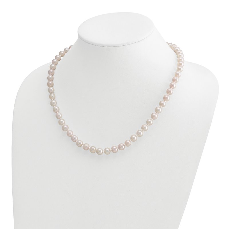14k 7-8mm White Round Akoya Saltwater Cultured Pearl 16 inch Necklace