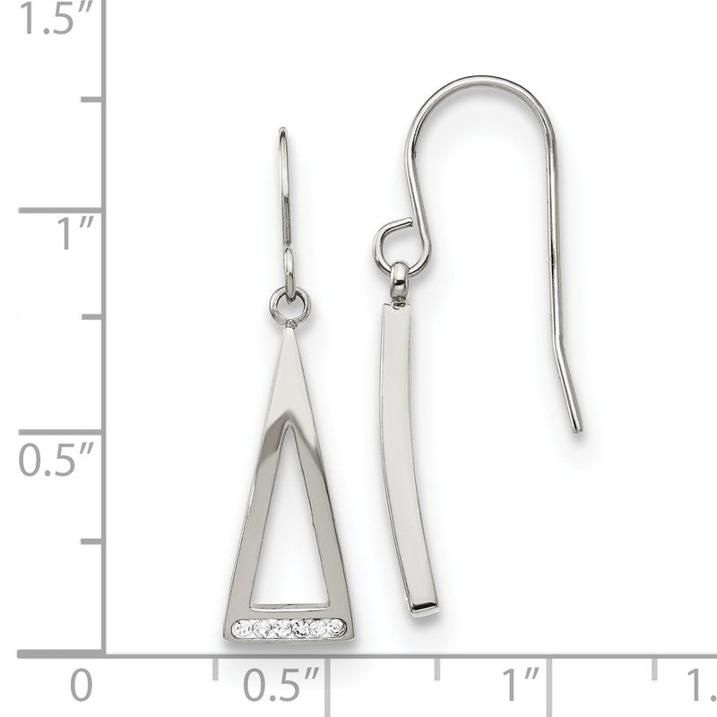 Stainless Steel Polished with Preciosa Crystal Dangle Shepherd Hook Earrings