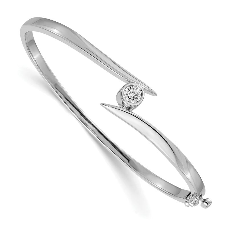 14k White Gold Complete 3/8 carat VS Diamond Hinged Oval Bangle Bracelet