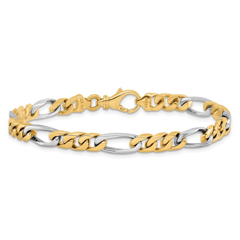 14K Two-tone 18 inch 6.1mm Hand Polished Fancy Link with Fancy Lobster Clasp Chain