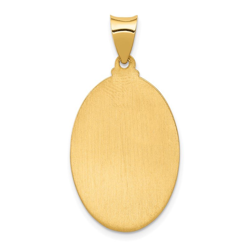 14k Polished and Satin Hollow St. Anthony Medal Oval Pendant