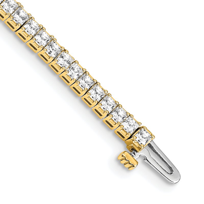 14k Complete 4 carat Princess AAA Diamond 4-prong 7 inch Tennis Bracelet