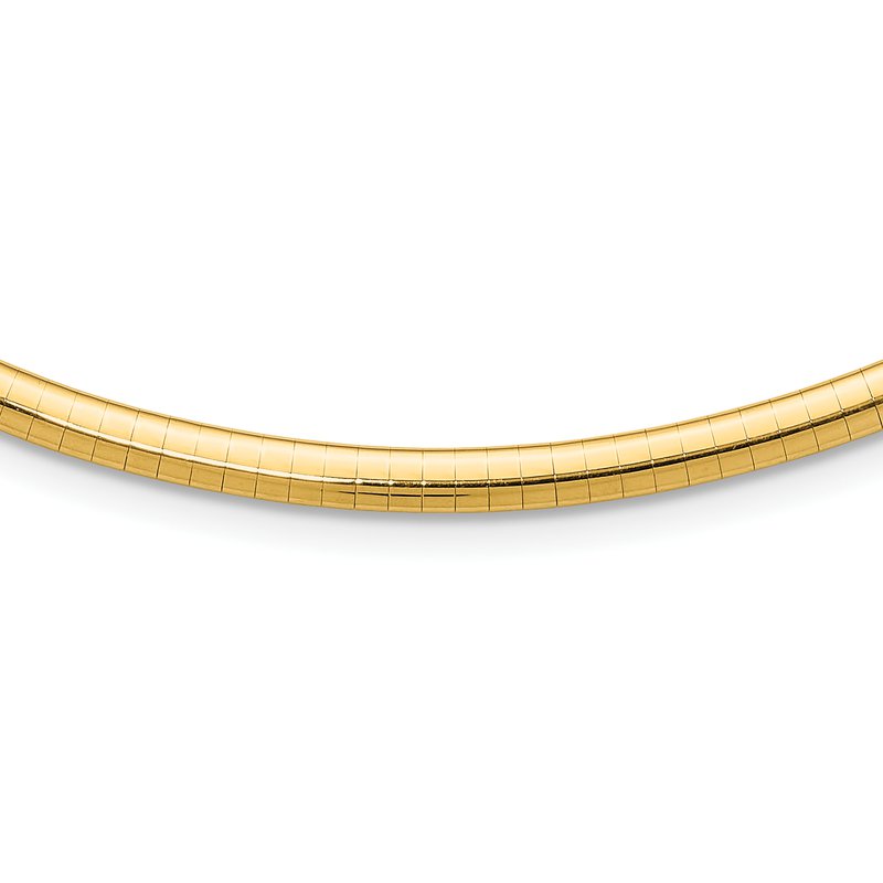 14k Polished 4mm Lightweight 16 inch Domed Omega Necklace