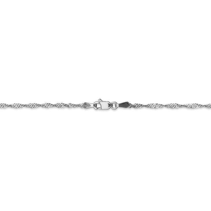 14K White Gold 10 inch 1.7mm Singapore with Lobster Clasp Anklet