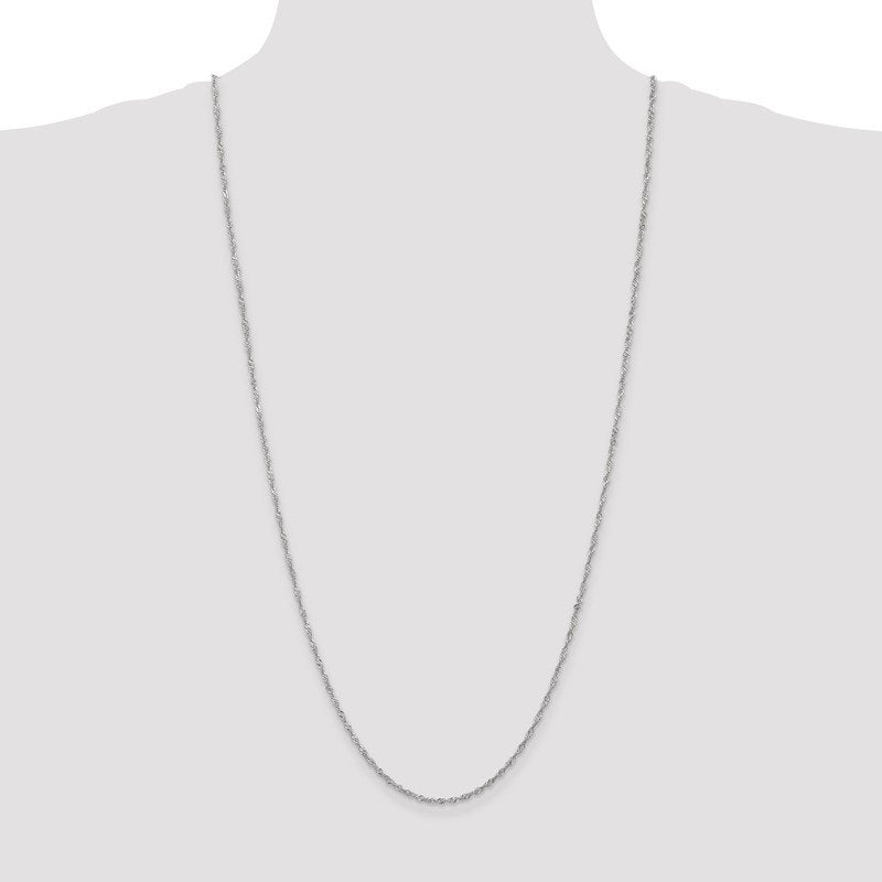 14K White Gold 10 inch 1.7mm Singapore with Lobster Clasp Anklet