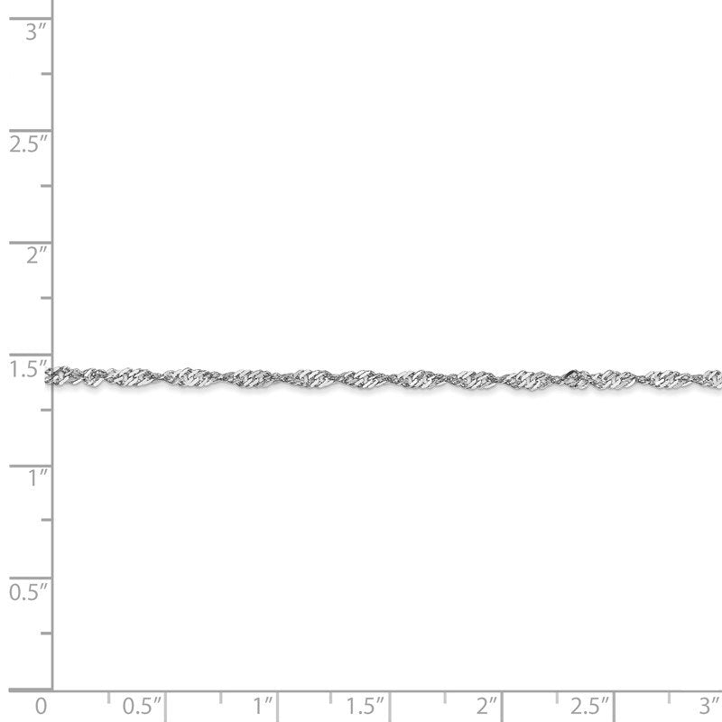 14K White Gold 10 inch 1.7mm Singapore with Lobster Clasp Anklet