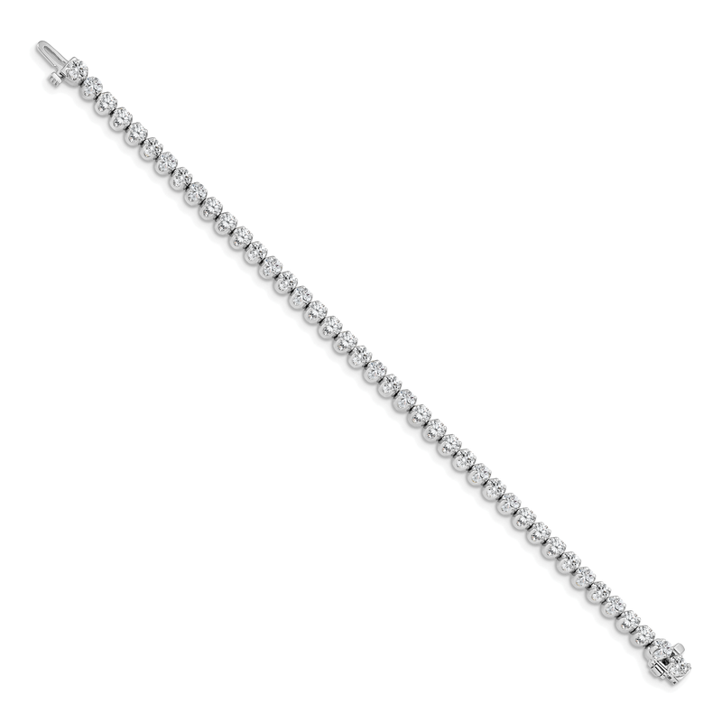 14k White Gold Complete 3.8 carat Round A Diamond 4-prong 7 inch Tennis Bracelet
