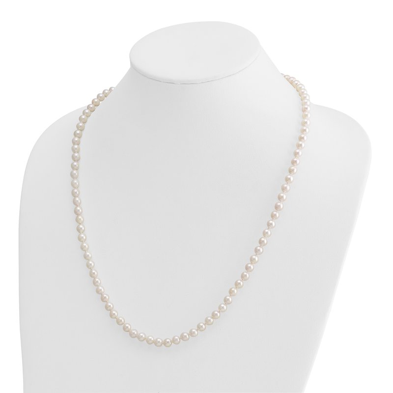 14k 5-6mm White Round Akoya Saltwater Cultured Pearl 16 inch Necklace