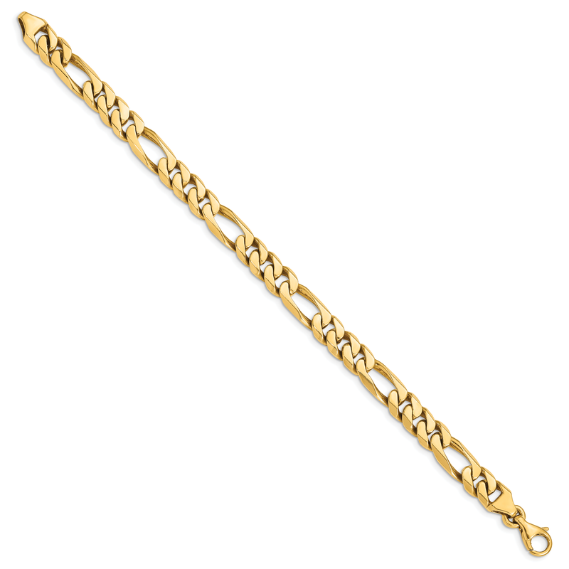14K 20 inch 8mm Hand Polished Figaro Link with Fancy Lobster Clasp Chain