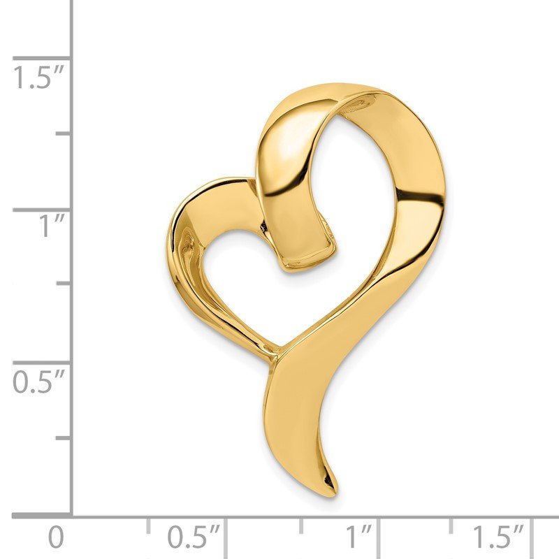 14k Polished Heart Slide Fits up to 8mm Regular/10mm Fancy or Reversible Omega