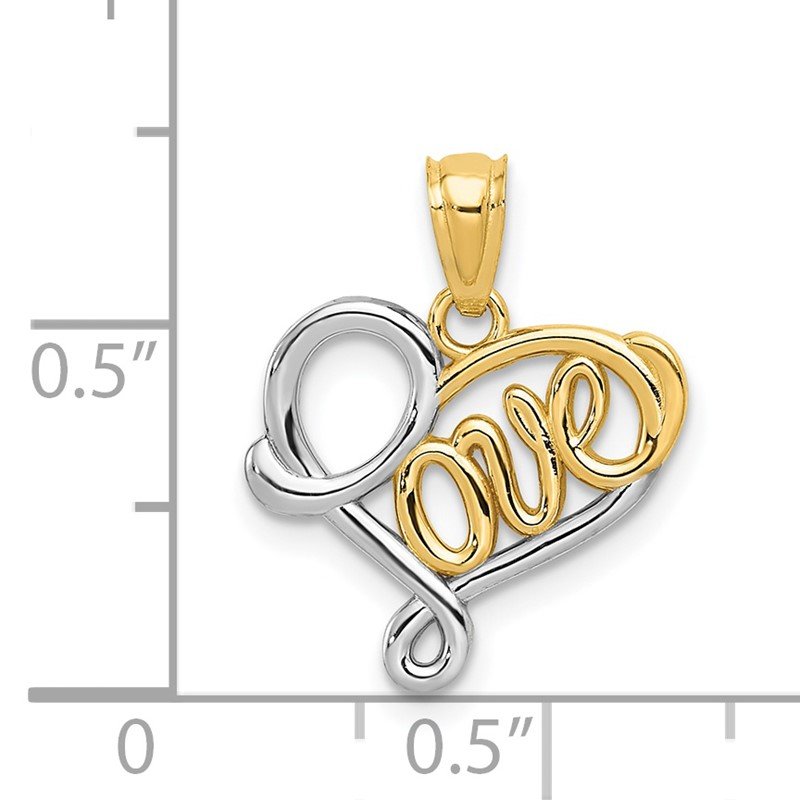 14k and White Rhodium LOVE Heart Pendant