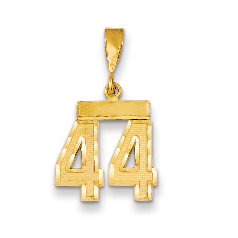 14k Small Brushed Diamond-cut Number 44 Charm