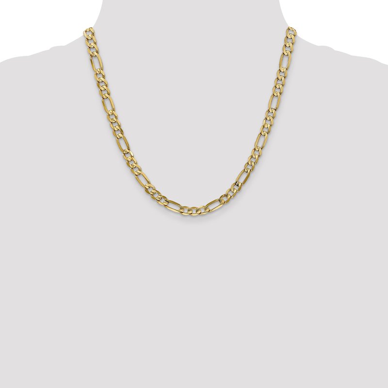 14K 26 inch 6mm Concave Open Figaro with Lobster Clasp Chain