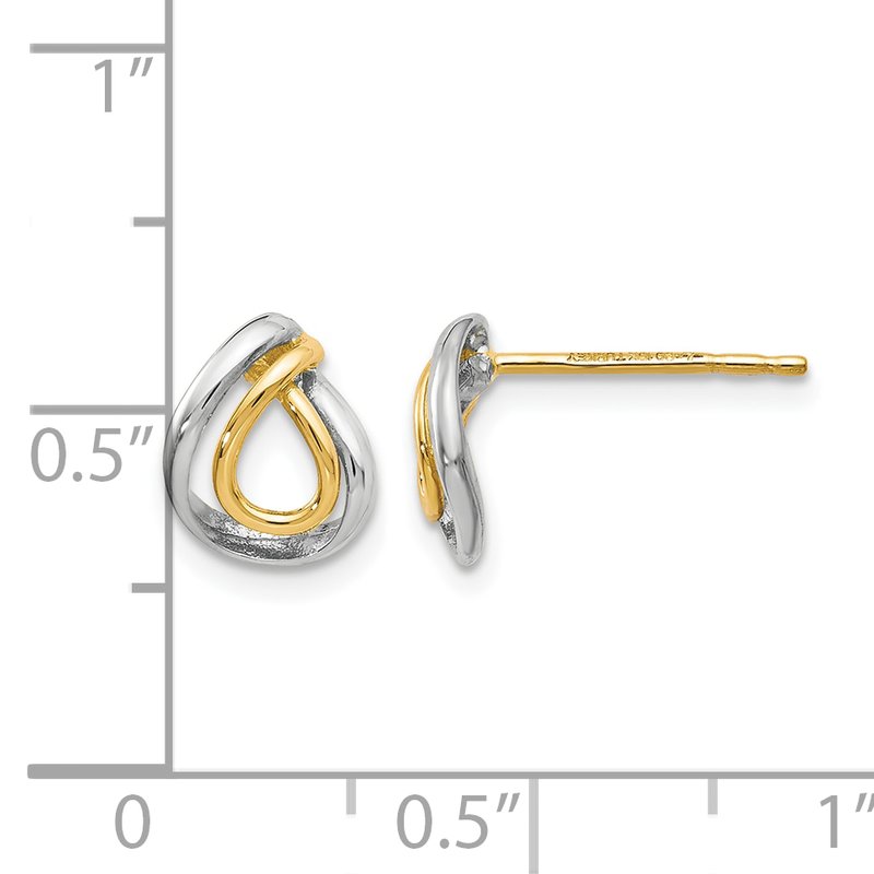 10K w/White Rhodium Polished Post Earrings
