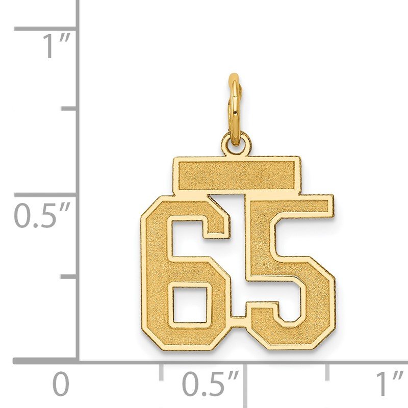 14k Small Satin Number 65 Charm