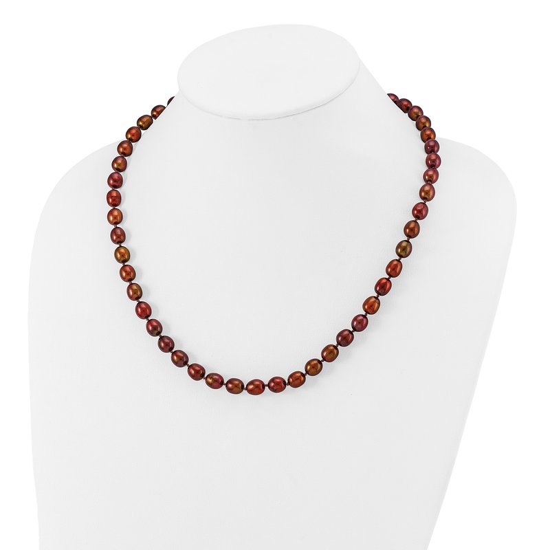 14k 7-8mm Brown Rice Freshwater Cultured Pearl 18 inch Necklace