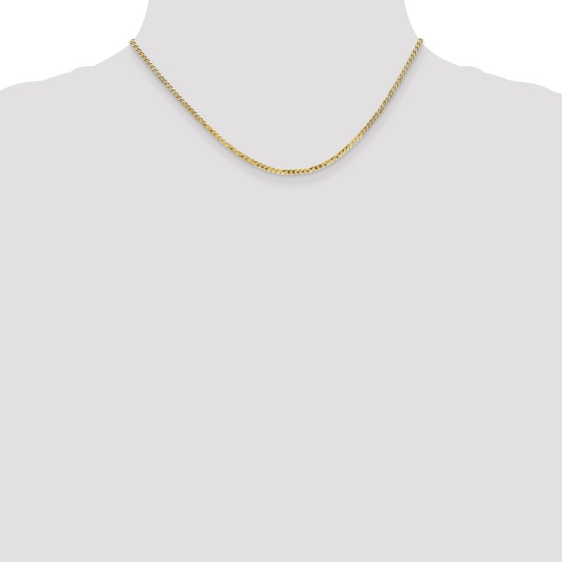 14K 10 inch 2.2mm Flat Beveled Curb with Lobster Clasp Anket